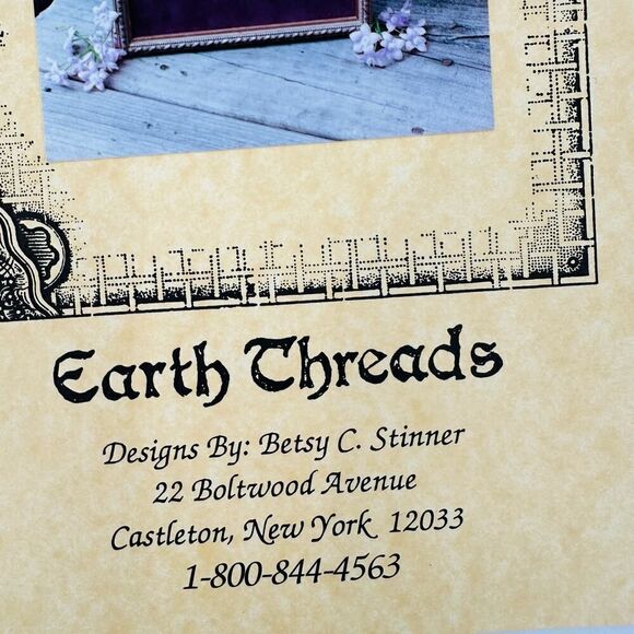 EARTH THREADS Violet and Lace Sampler Cross Stitch Embroidery Pattern - Picture 4 of 8